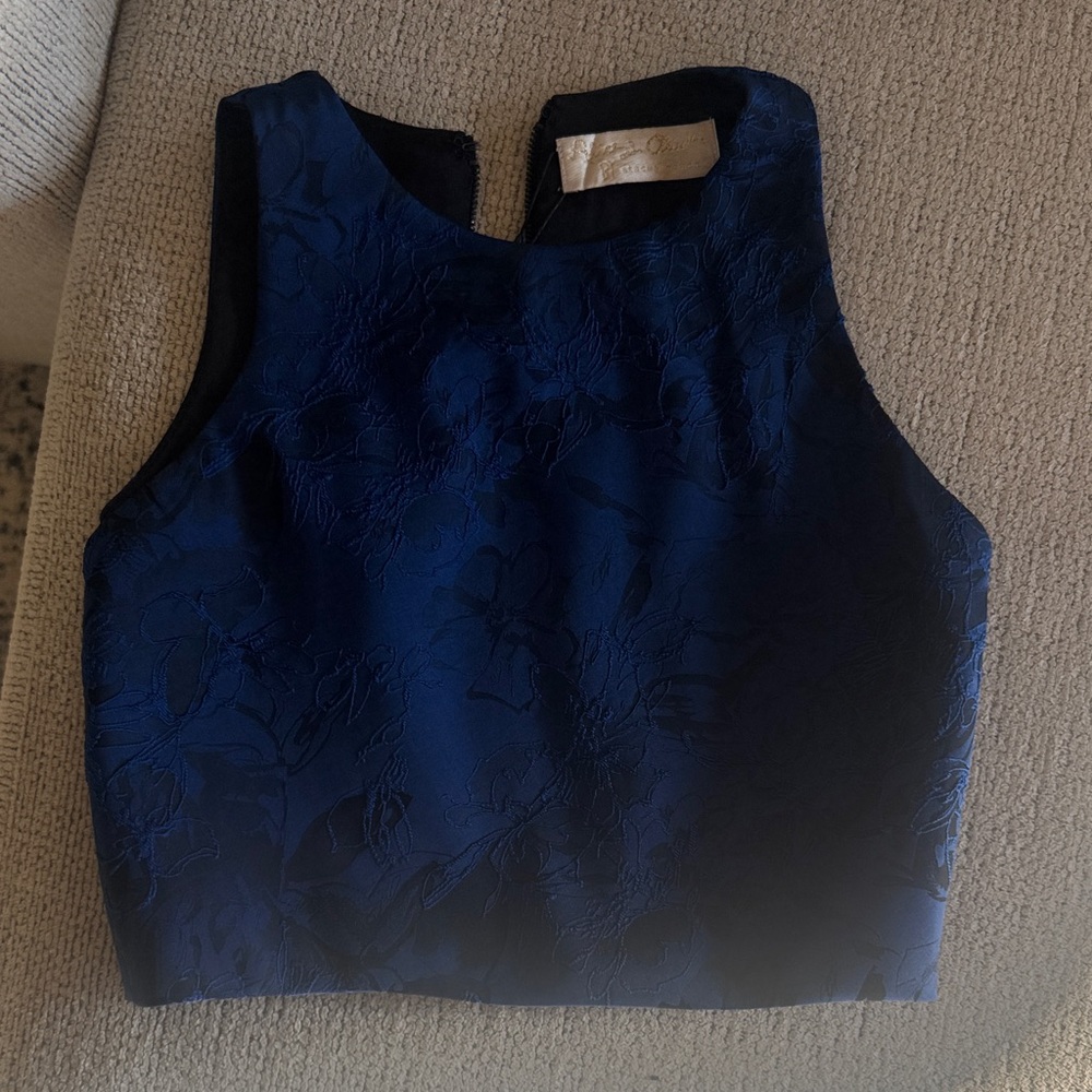 Alice + Olivia Midnight Blue Floral Crop Top